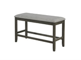 ZUN 1-Pc Relaxed Vintage Counter Height Bench with Upholstered Seat Dining Bedroom Wooden Furniture Gray B011131276