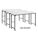 ZUN White Finish Multipurpose Over the Bed Desk with Adjustable Height, Metal Legs with Casters, Overbed B011P244980