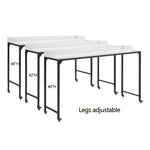 ZUN White Finish Multipurpose Over the Bed Desk with Adjustable Height, Metal Legs with Casters, Overbed B011P244980