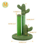 ZUN Cat Scratching Post Cactus Cat Scratcher Featuring with 3 Scratching Poles and Interactive Dangling 48705185