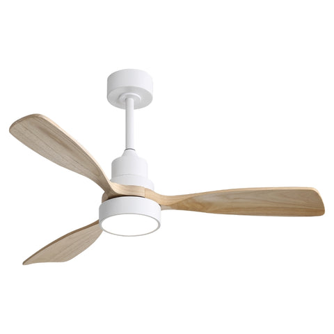 ZUN 48 Inch Modern Ceiling Fan With Lights 3 Wood Fan Blade Noiseless Reversible Motor Smart Remote W934P152308