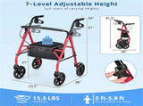 2-in-1 Rollator Walker with Seat , 8-Inch Large Wheels & Versatile Braking System, Adjustable 98657436
