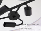 Modern 3-Light Fabric Pendant Light, Black Adjustable Drum Chandelier, Matte Black Fabric Shade W1367P460380