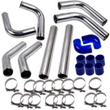Fit for 2.5" Universal Aluminum Turbo Intercooler Elbow Pipe Kit Silicone HoseClamp 33754126