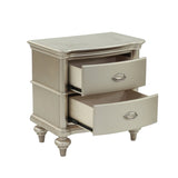 Wood Nightstand with 2 Drawer in Antique Silver SR014390