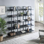 ZUN [VIDEO] 5 Tier Bookcase Home Office Open Bookshelf, Vintage Industrial Style Shelf with Metal Frame, 98594055