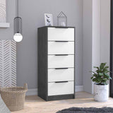 Dresser 42"H, 5 Drawer, Vertical Dresser, White / Smokey Oak B097133390