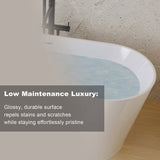 55" Acrylic Freestanding Bathtub, Stand Alone Soaking Tub, Glossy White Acrylic, Toe-tap Chrome W1675P291373