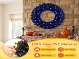 2 Pack 24in Black Pre-Lit Christmas Wreath, 179 Branch Tips, 35 Purple LED Lights, IP44 Timer, 09515485