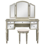 ZUN GO 43" Dressing Table Set with Mirrored Drawers and Stool, Tri-fold Mirror, Makeup Vanity Set for WF306449AAT