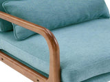 High Back Solid Wood Armrest Backrest Iron Frame Linen Indoor Leisure Chair Teal 05799351