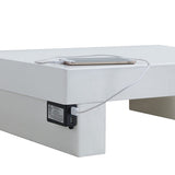 Wooden Small Nightstand with USB Charger in White Finish B016P251504