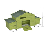 11.12 ft Large Wooden Chicken Coop with 2 Free-Range Doors, 2 Nesting Boxes & Perch Outdoor Hen W773P339175
