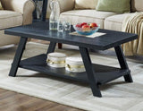 Athens Contemporary Replicated Wood Shelf Coffee Table in Black Finish T2574P164642