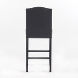 Set of 2, 26.25" Upholstered Counter Height Barstools with Nailhead Trim, Dark Charcoal and Walnut, 62369.00