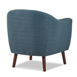Blue Fabric Upholstered Accent Chair 1pc Espresso Finish Legs Button Tufted Solid Wood Furniture B011P182504