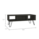 ZUN Newport Rectangle 2-Shelf Coffee Table Carbon Espresso B06280277