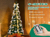 7 FT Fully Decorated Pre-lit Christmas Tree, Pop Up Artificial Xmas Tree with 200 Warm Lights Remote 59897869