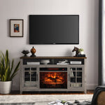 ZUN 55 inch TV Media Stand with Electric Fireplace KD Inserts Heater,Gray Wash Color W1769132643