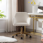 ZUN Modern Velvet Fabric Material Adjustable Height 360 revolving Home Office Chair with Gold Metal Legs 60852864