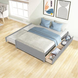FULL BED WITH TWIN SIZE TRUNDLE AND TWO DRAWERS FOR GREY COLOR W69732770