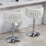 ZUN 360&deg; Fabric cover Swivel Bar Stools Set of 2, Adjustable Counter Height Bar Chairs with Woven Back & W2215P184992