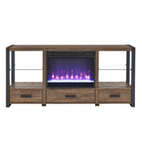 ZUN 60 inch Electric Fireplace Media TV Stand With Sync Colorful LED Lights-Reclaimed Barnwood Color 52096982