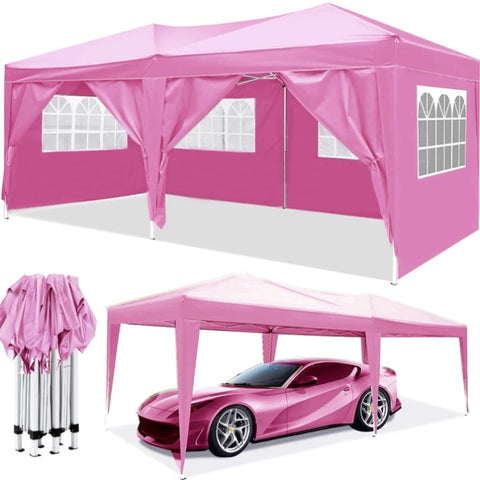 ZUN 10'x20' EZ Pop Up Canopy Outdoor Portable Party Folding Tent with 6 Removable Sidewalls Carry Bag W1205106018