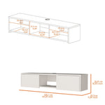 ZUN Tabor Floating TV Stand, Wall Unit with 2 Doors and Open Shelf B128P176182