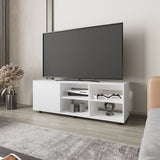 FM FURNITURE Parker TV Stand with a Door and Open Storage, White B128P269885