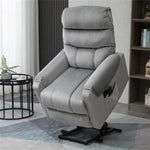 ZUN Grey Velvet Recliner Chair,Power Lift Chair with Vibration Massage, Remote Control 11353341