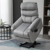 ZUN Grey Velvet Recliner Chair,Power Lift Chair with Vibration Massage, Remote Control 11353341