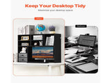 Tabletop Bookcase, Tri-Level Desktop Organizer, Dimensions 37" x 10" x 31.1", Office Storage Rack 93124627