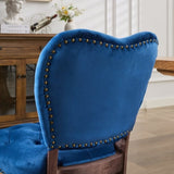 ZUN French Vintage Tufted Upholstered Fabric Dining Chair,Set of 2,Blue,SW1869BL W1143P214541