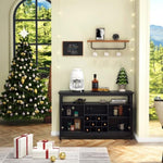 ZUN Storage Buffet Cabinet/Sideboard/TV Console with Glass Doors, Black W965P156183