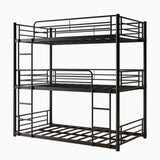 Triple Twin Bunk Beds, Twin Over Twin Over Twin Metal Bunk Bed Platform Frame, Two Attached Ladders, W840P209935