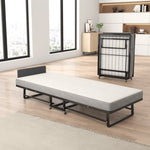 ZUN Metal Folding Bed Frame with Foam Mattress of Pockets, Easy Storage and Movable with 4 Castors W1960P162794