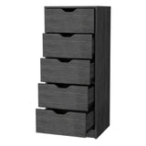 ZUN Smokey Oak 5 Narrow Drawer Dresser B062P175164