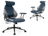Gray Blue Color Blocking Office Chair with 2D Adjustable Headrest, Ergonomic High-Back Desk Chair 42636464