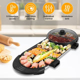 Dual-Electric 2 in 1 Hot Pot & Grill Combo, 2200W Rapid-Heat Indoor , 3.7 QT Non-Stick Hotpot 40130356