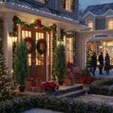 2PCS Set 4FT Artificial Plant Faux Pine Cypress Natural Plastic Faux Plant Christmas Indoor Outdoor 10305113