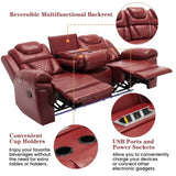 Home Theater Seating Manual Recliner Chair with Center Console and LED Light Strip for Living Room, WF310727AAJ