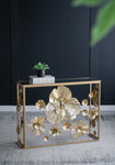 ZUN 39.5" x 12" x 30.5" Gold Console Table with Mirrored Glass Top, Modern Entryway Table for Living W2078141937