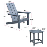 ZUN Outdoor Adirondack Chair Set of 2 and Table Set,HDPE All-weather Fire Pit Chair, Ergonomic Design W1889140911