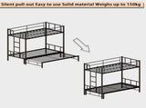 Twin Size Metal Pull-Out Bunk Bed with Guardrail and Built-In Ladder, Space-Saving Convertible Frame W1671P459794
