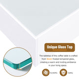 ON-TREND Square High Glossy Coffee Table with 16-color LED Strip Lights, Modern Center Table with N721P191980K