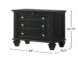 3 Drawers Nightstand with Pull-out Tray in Black Finish B016P254490