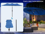 Outsunny 9.5' Double-sided Patio Umbrella with 3 Air Vents, Tilt and Crank, Outdoor Umbrella, Navy W2225P485595