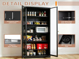 Metal Kitchen Pantry - 72" Tall Storage with 5 Adjustable Shelves, Black Freestanding T2398P504064
