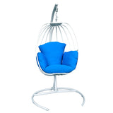 ZUN Hanging Egg Chair with Stand, Hammock Swing Chair with Hanging Kit,Blue W1889P202873